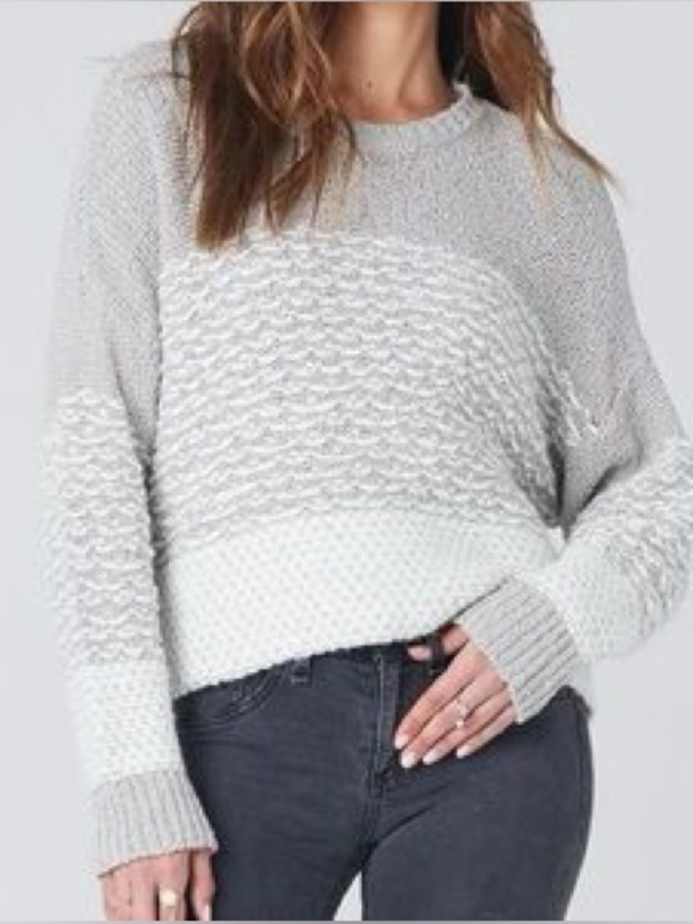 saltwater LUXE Dove Gray Textured Crew Neck Beach Sweater